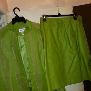 Suede and leather jacket and skirt